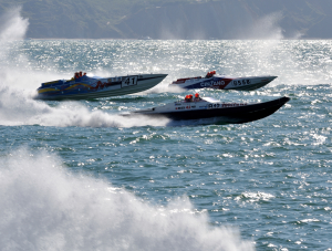 Thomas Vandamme and his Biretta Due crew competing at the 2012 Cowes Torquay Cowes race. Photo: Chris Davies